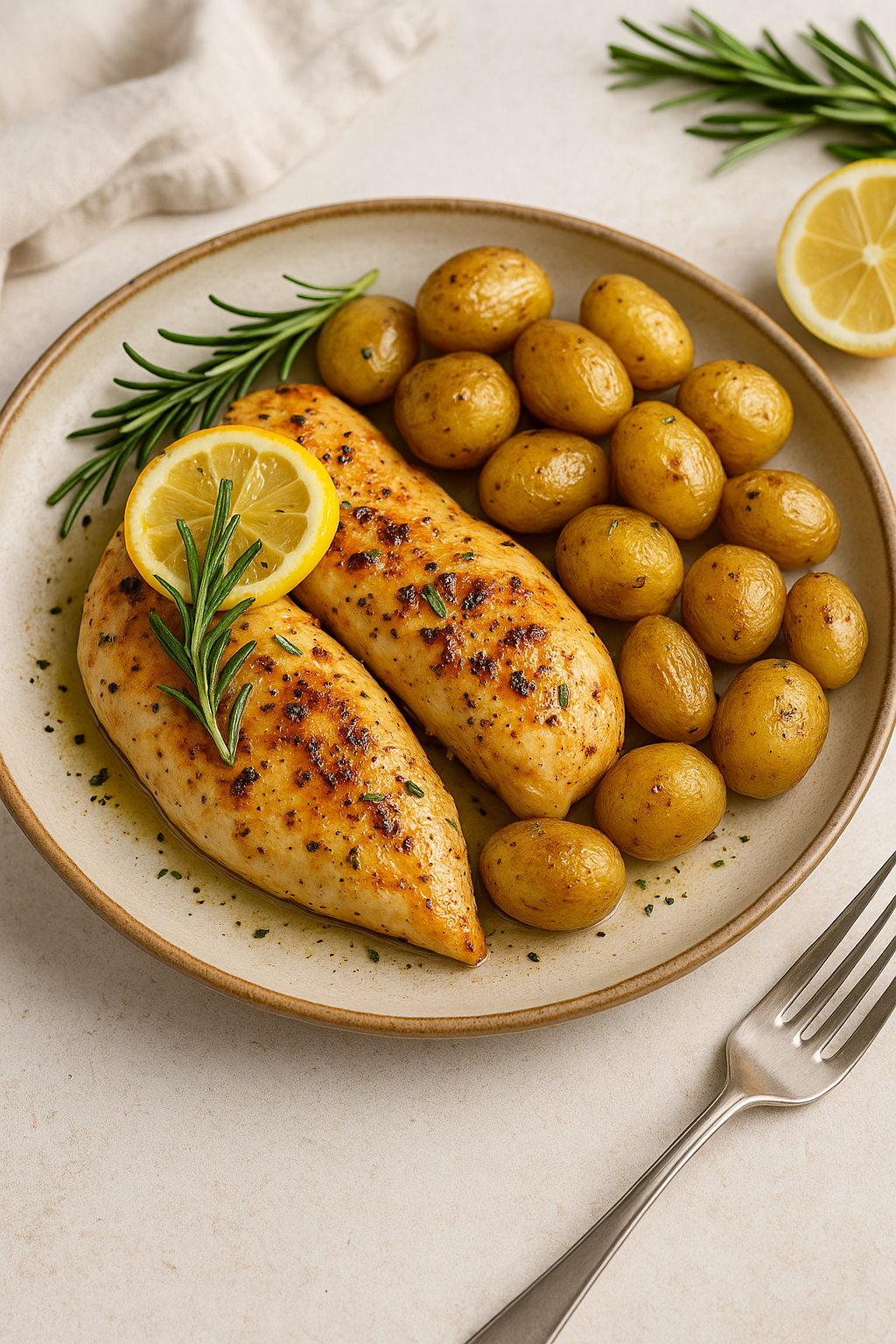Poulet au citron & romarin – Saveur pure, cuisson maîtrisée